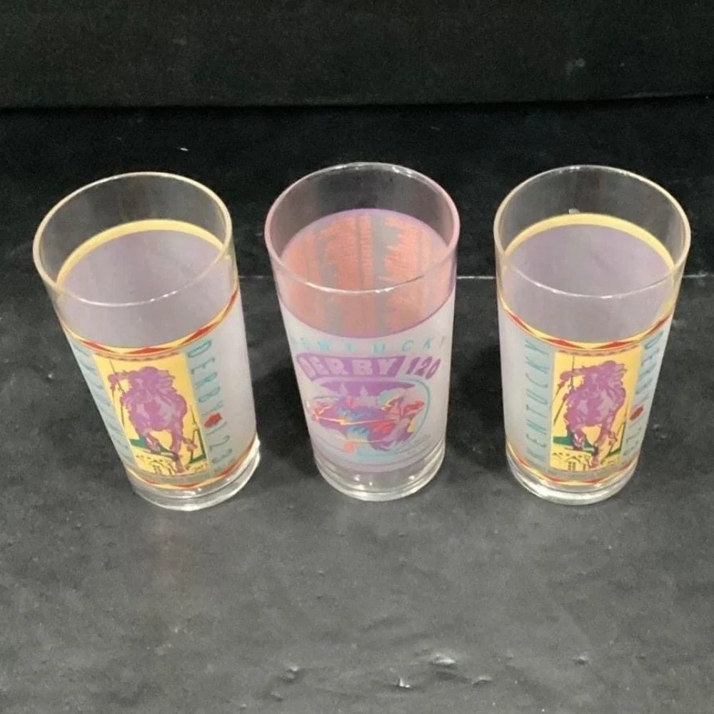 Kentucky Derby Mint Julep Tumblers, Set‎ of 3, Vintage Churchill Downs Glasses